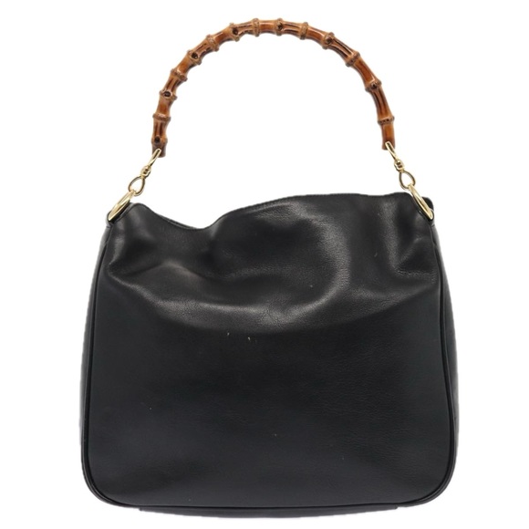 GUCCI Bamboo Hand Bag Leather 2way Brown Gold 001 1998 1638 Auth ep5228 - Picture 2 of 16